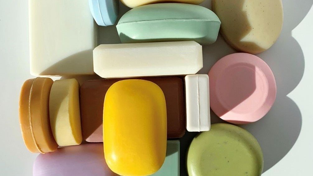 bar soaps arranged with shadows