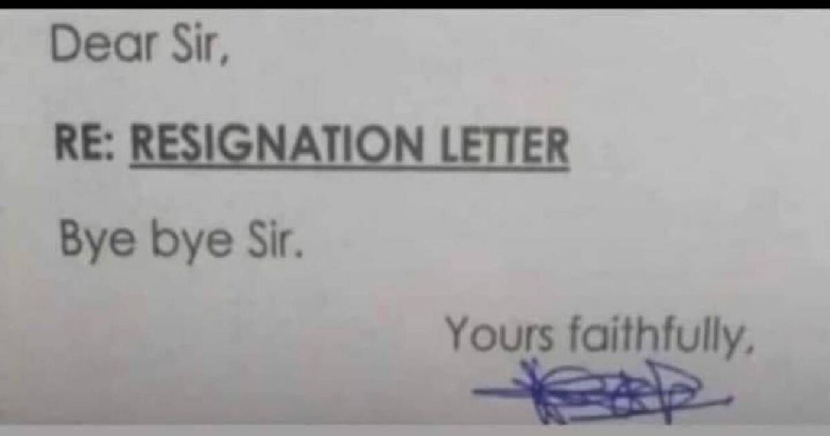 Very short resignation letter