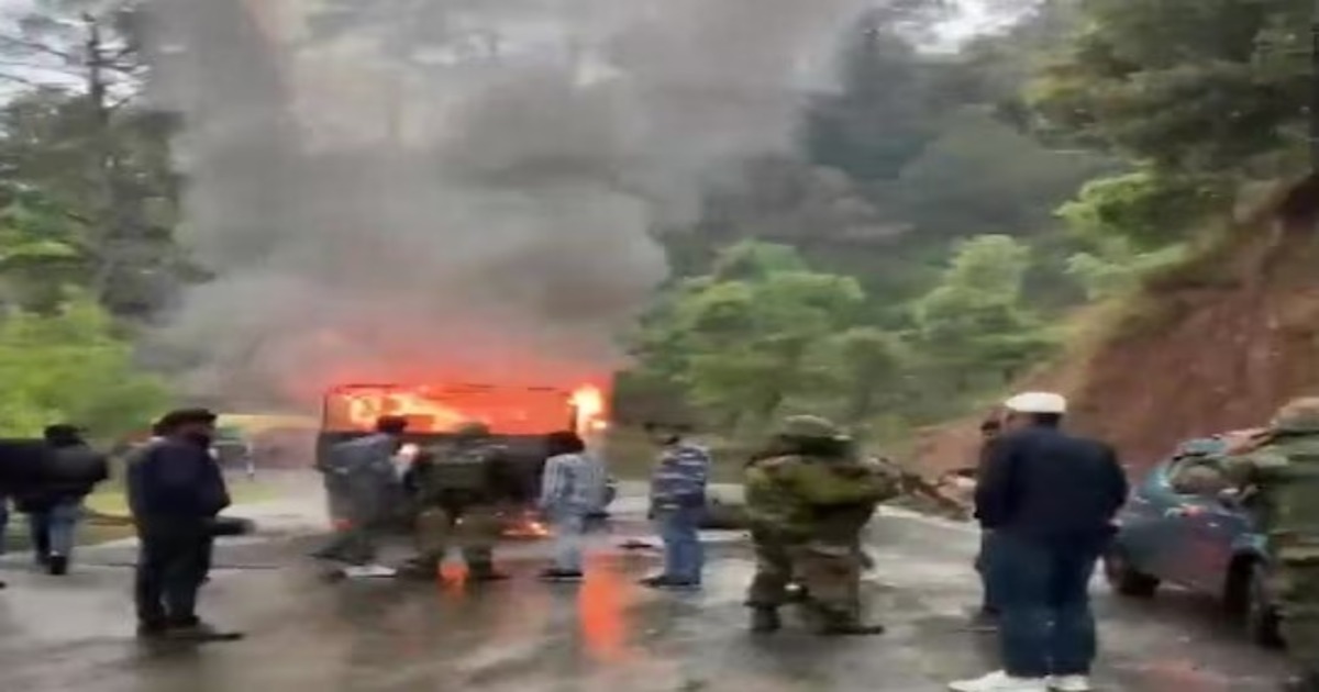 Army truck on fire