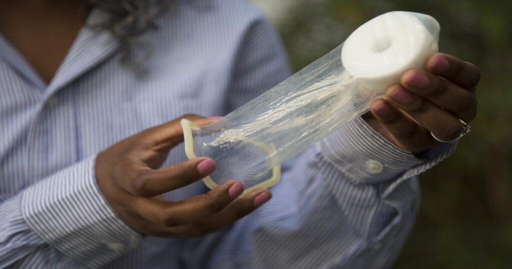 Womens received used condoms