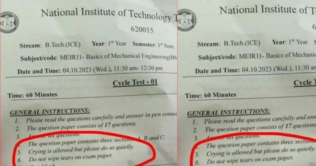 Exam instruction viral photo