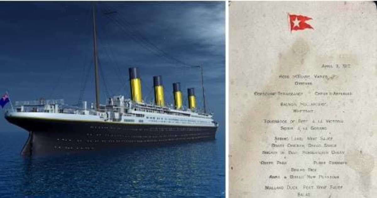 Titanic Ship dinner menu