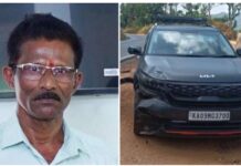 ರಿಕ್ಷಾಗೆ ಡಿಕ್ಕಿ ಹೊಡೆದ ಕಾರು-ಟಿಪ್ಪರ್ಗೆ ಸಿಲುಕಿ ಚಾಲಕ ಸಾವು, ಕಾರು ಮಡಿಕೇರಿಯಲ್ಲಿ ವಶ